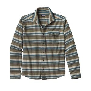 Patagonia Fjord Flannel Organic Cotton Striped Shirt - Brown and Gray